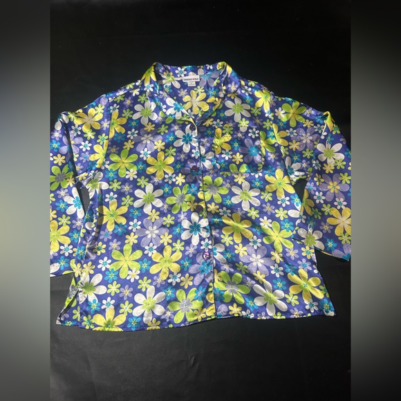 Vintage Limited Too Y2K Girls Pajama Set Size Large 10 Floral 60s Print Silky PJ - Picture 3 of 7